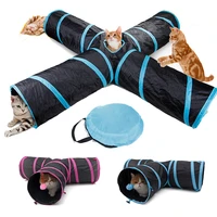 dropshipping pet cat tunnel toys for cat kitten 4 holes collapsible crinkle cat playing tunnel toy