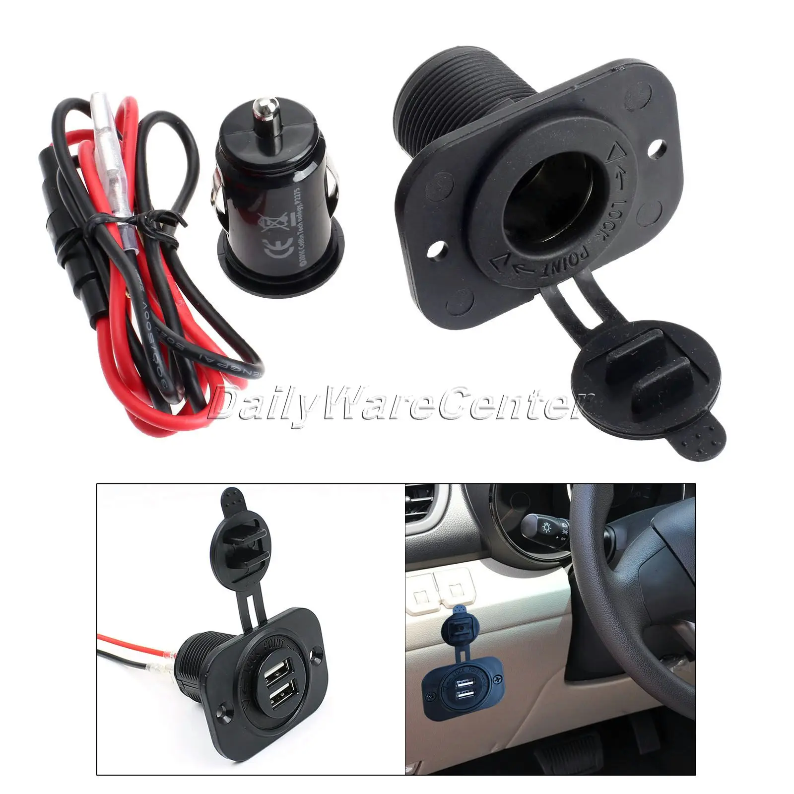 12V 2.1A автомобильное мотоцикл двойной USB зарядное устройство адаптер розетка