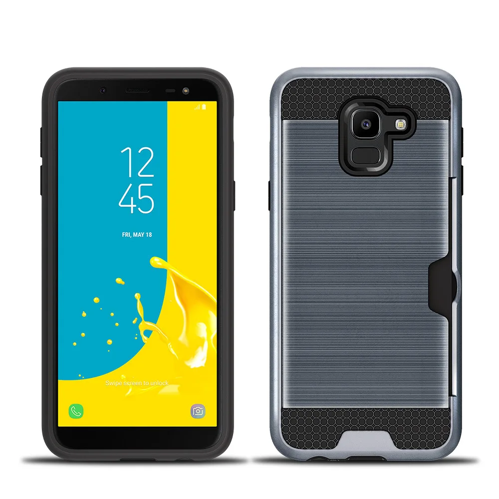 Прочный чехол для samsung Galaxy J6 2018 металлический цвет слот карты бронированный |