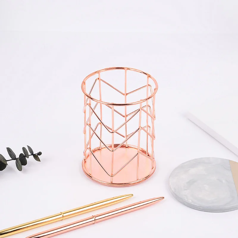 rose gold-diamond Новинка, розовая золотая металлическая ручка, держатель, скандинавские многофункциональные кованые карандаши, подставка для карандашей, чехол, стол, канцелярские принадлежности, Декор, чашка - Цвет: rose gold-diamond