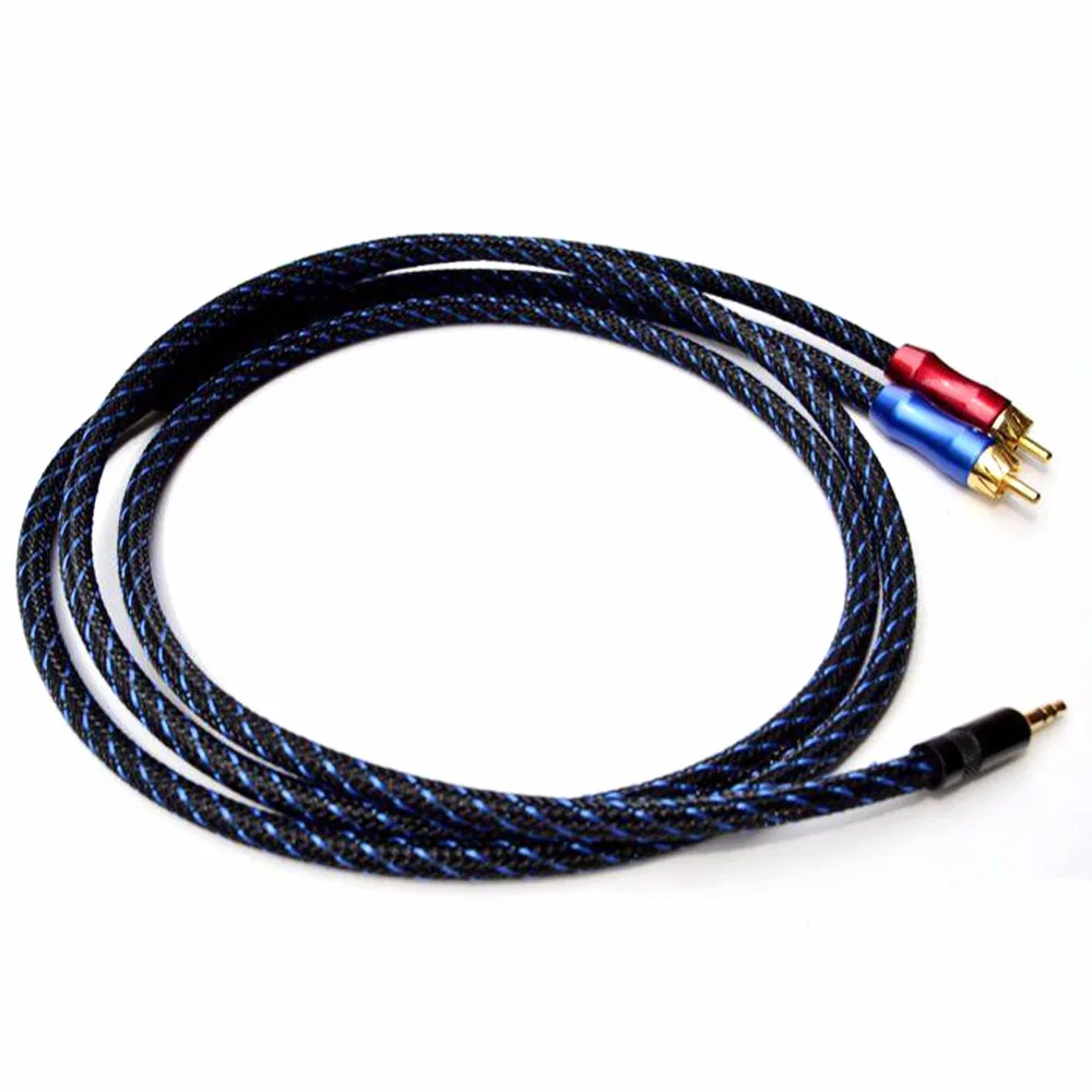 Бесплатная доставка кабель переходник с 3 5 мм штекера на 2 RCA 5N 99.99% OFC медный