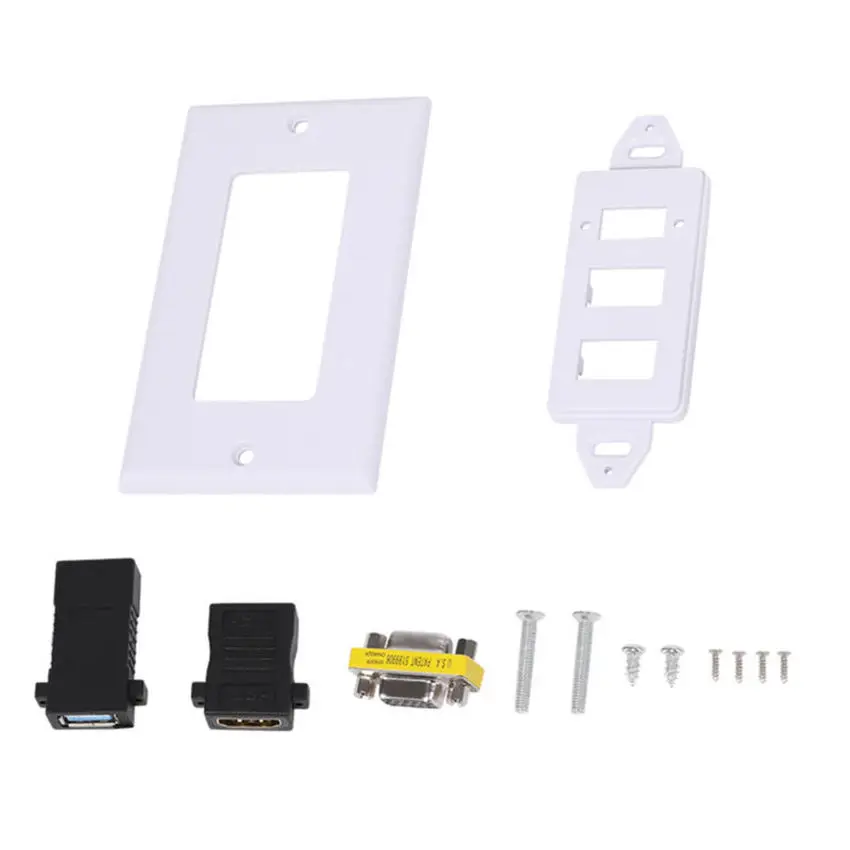 HDMI USB 3.0 VGA Wall Plate Socket Video Adapter Faceplate Panel Plug Connector