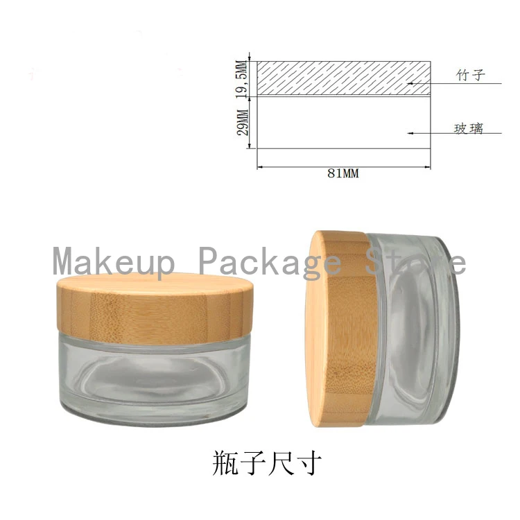 

10pcs/lot 100g Cosmetics Bottle Jar High-grade Nature Bamboo Cap Cream Bottle Glass Jar Cosmetic Bottle Face Cream Bottle