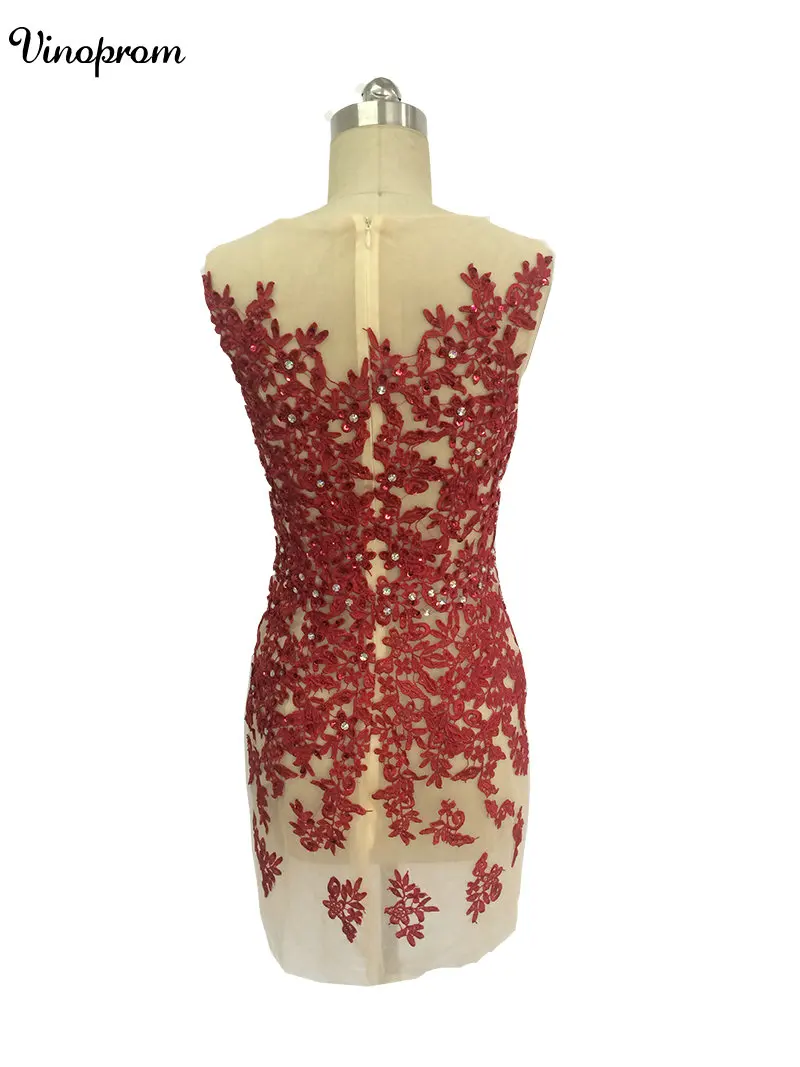 Новые сексуальные красные Коктейльные мини платья с блестками и аппликацией