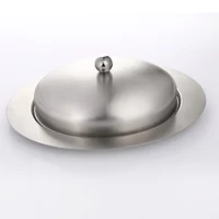 realand top stainless steel oval butter dish box container elegant cheese server storage keeper tray with easy to hold lid
