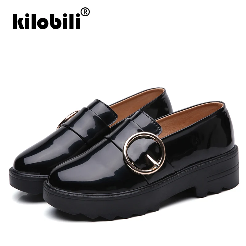 Kilobili/2019 г. весенние женские туфли оксфорды лодочки из лакированной кожи без