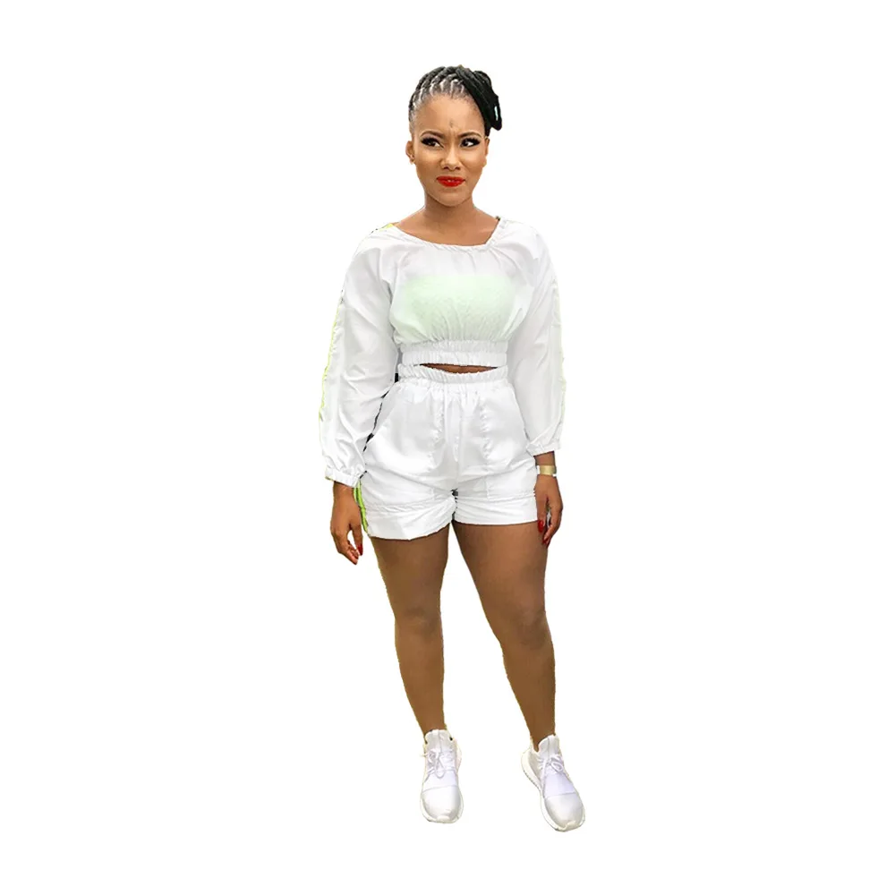 

Fashion Casual Striped Patchwork Suits Women Full Sleeve Two Pieces Set Playsuits