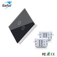 saful 2 gang 2 way crystal glass panel touch switch wall light touch switch wireless remote control power for light