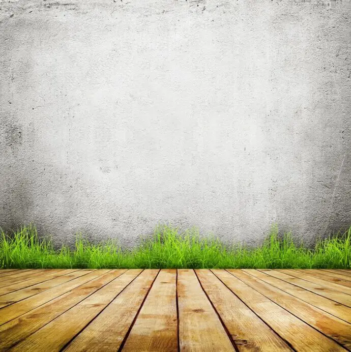 8x15FT светло-серый бетонная стена зеленая трава деревянный пол на заказ фотостудия