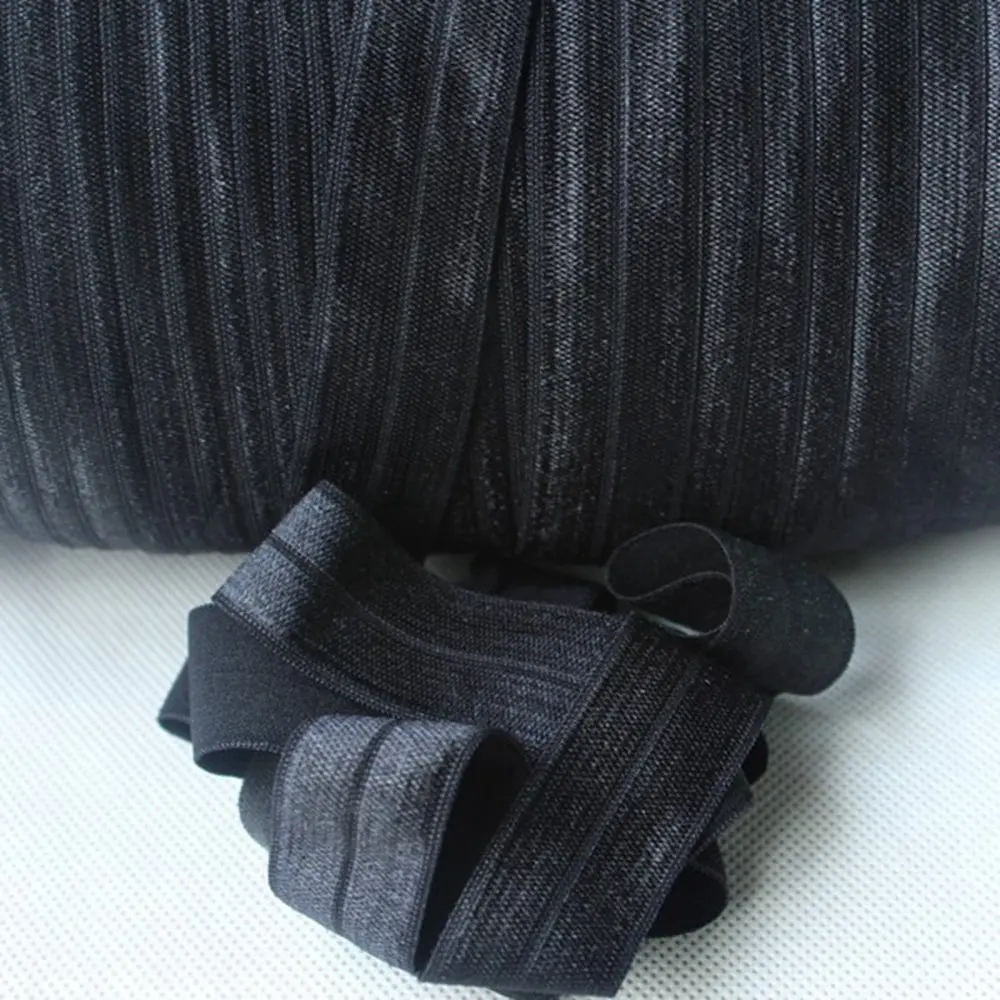 

25 mm 1"solid foe #030 Black Fold Over Elastic Ribbon Wholesales,100 yards per lot