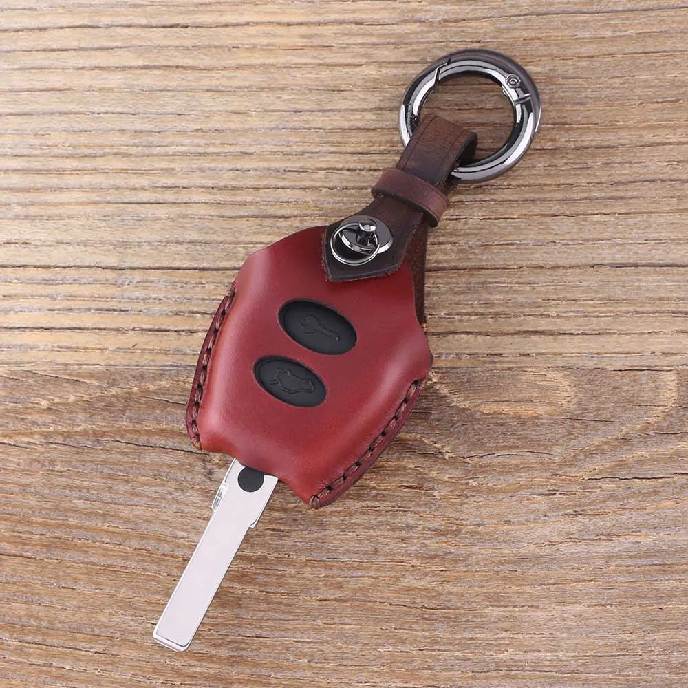 Чехол KEYYOU из натуральной кожи с 2 кнопками для VOLKSWAGEN VW Passat Polo Golf Sharan Bora, чехол для ключей, брелок для ключей автомобиля - Название цвета: color 1