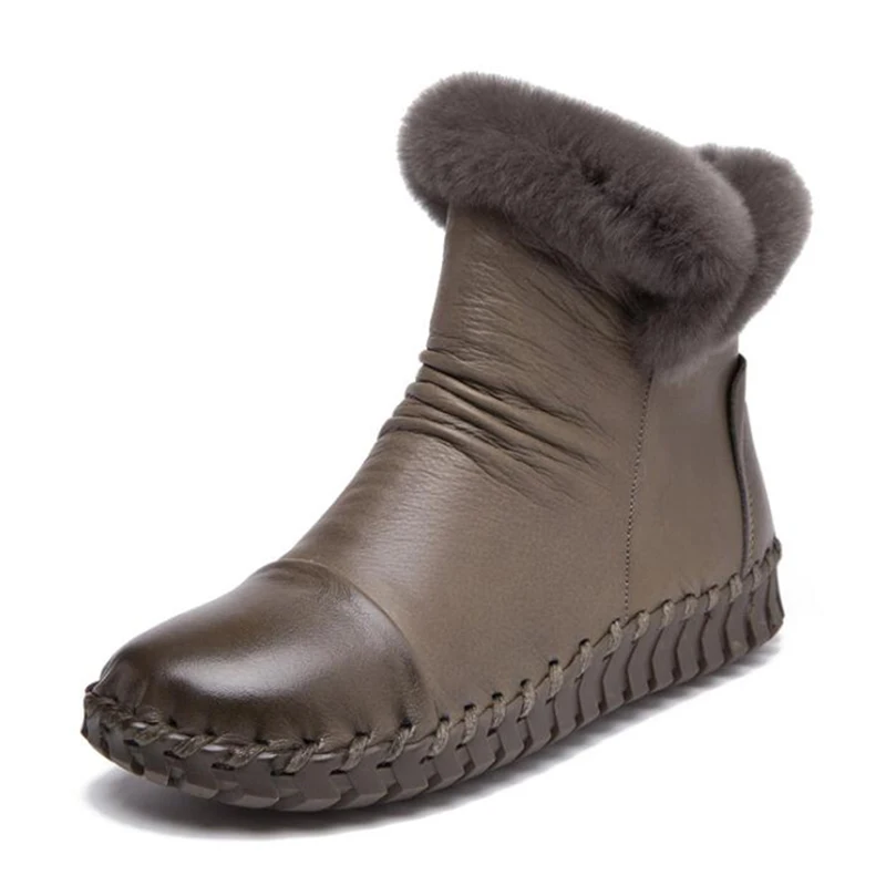 2019 hot Fashion Rex rabbit hair Women Ankle Boots genuine Leather Women's shoes high quality boots botas mujer sh085 | Обувь
