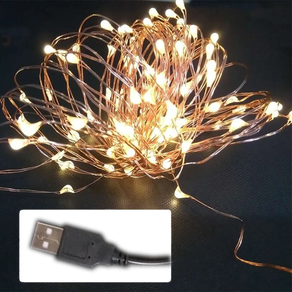 10 м USB гирлянда Рождественская уличная елка 100 светодиодов водонепроницаемая для