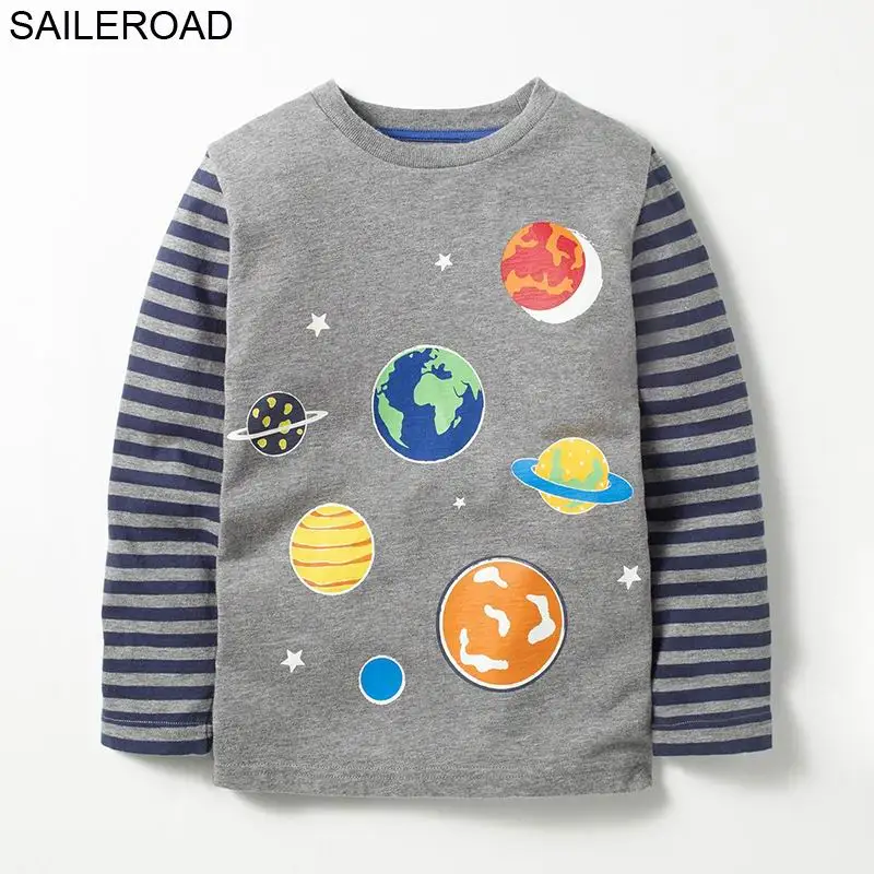 SAILEROAD/футболка для девочек со светящейся Вселенной, футболки с длинными рукавами для мальчиков новая детская футболка детские топы, детская одежда