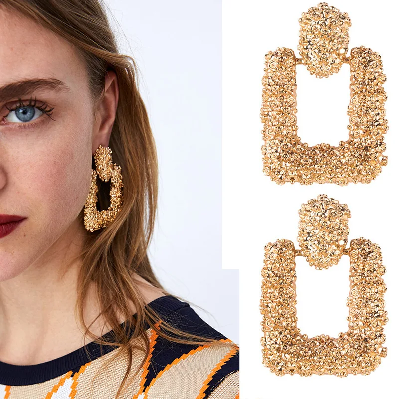 HEBEHERA Exaggeration Irregular Convex Pattern Earrings For Women Vintage Bohemia Wedding Earring Jewelry | Украшения и