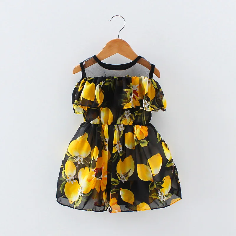 Summer Baby Girls Dress Chiffon Dresses For Lemon Floral Party Wedding Kids Clothes Infant Princess Children Clothing | Детская одежда