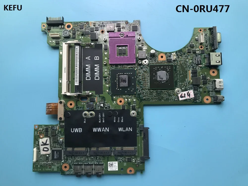 KEFU CN-0RU477 подходит для DELL XPS M1530 Материнская плата ноутбука 0RU477 RU477 PM965 с чипами видеокарты полностью протестирована