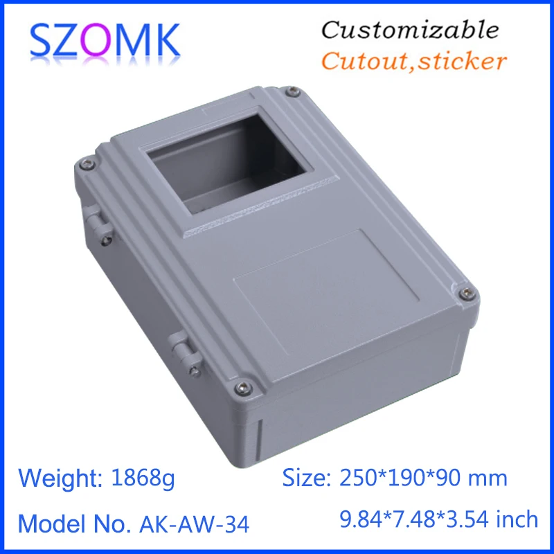 1 piece 250*190*90mm szomk hinged cover die cast waterproof aluminum amplifier housing box electronics enclosure | Обустройство дома