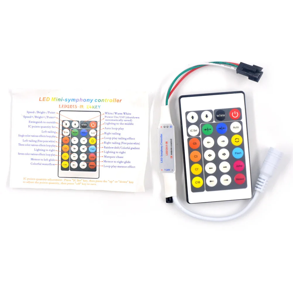 WS2811 WS2812B LED Symphony контроллер Инфракрасный Мини 24 ключа RGB 24key 5В 12В|24 key controller|24 keykey