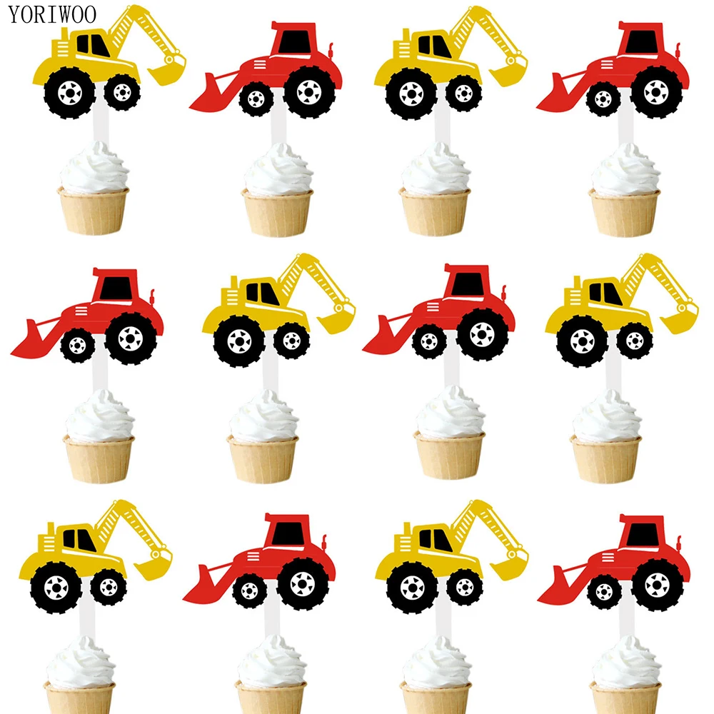 YORIWOO торт с днем рождения Topper Car Cupcake Toppers Truck Детские вечерние украшения на день