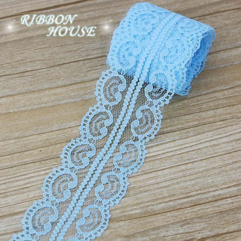 (10 ярдов/рулон) Небесно голубая кружевная тканевая лента украшение упаковочный