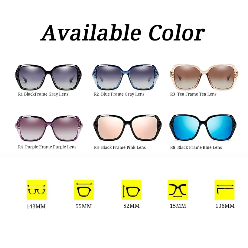 RBUDDY Поляризованные солнцезащитные очки женщин Rhinestones Square Зеркало негабаритных