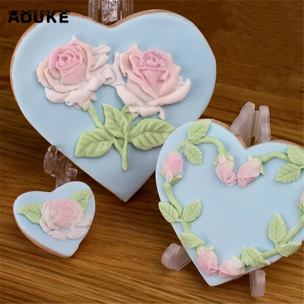 Силиконовая форма для выпечки в форме розы и цветов J160|flower shape|baking toolsfondant cake |