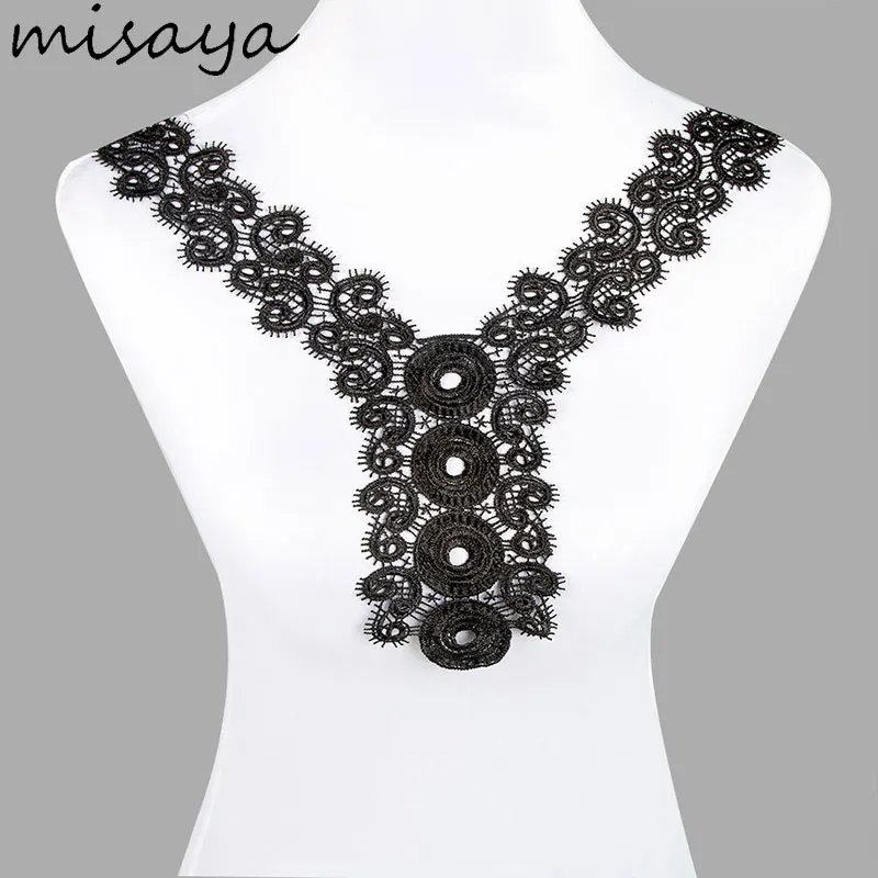 Misaya 1 шт. вышивка органза круглый кружевной воротник тканевый DIY ручной работы