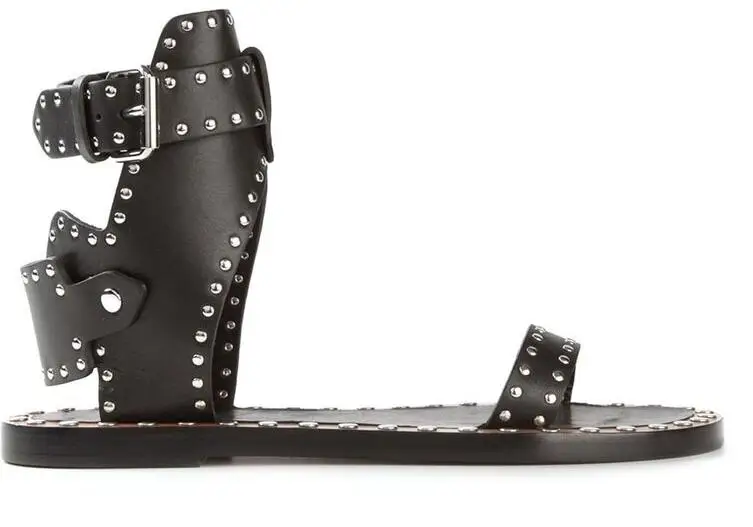 Женские босоножки с открытым носком заклепками закрытой пяткой пряжкой на