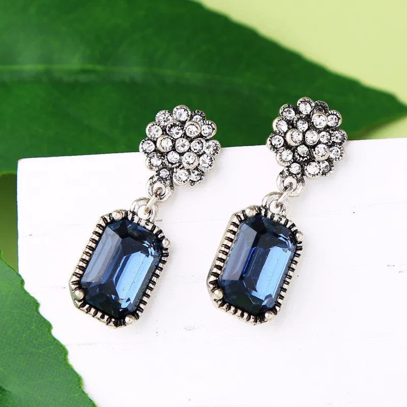 Fashion Multi-Color Crystal Drop Earrings Statement 2019 Women's Earring Retro Brincos Bohemia Wedding Party Jewelry | Украшения и