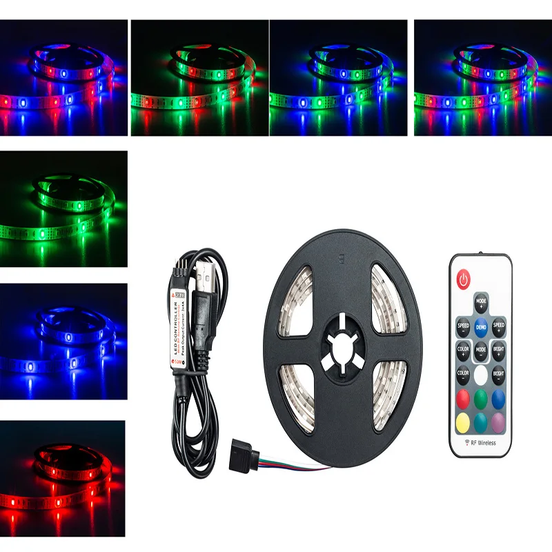 

TDRSHINE USB LED Lighting Strip for HDTV Multi-Color RGB - USB LED Backlight Strip with Dimmer 6.6 feet/2Ms 16 colors