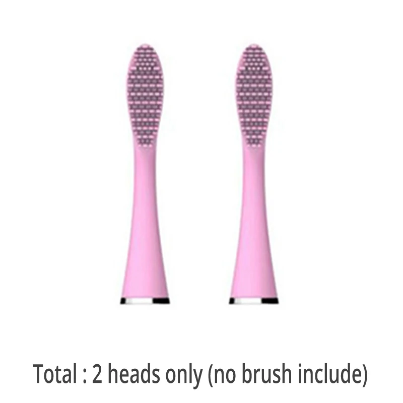 2 Pink heads only Силиконовая зубная щетка, акустическая волна, USB, звуковая зубная щетка, перезаряжаемая, для отбеливания зубов, вращающаяся, мягкая щетка, головки - Цвет: 2 Pink heads only
