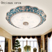 mediterranean garden carved blue ceiling lamp living room restaurant bedroom european retro round led glass ceiling light