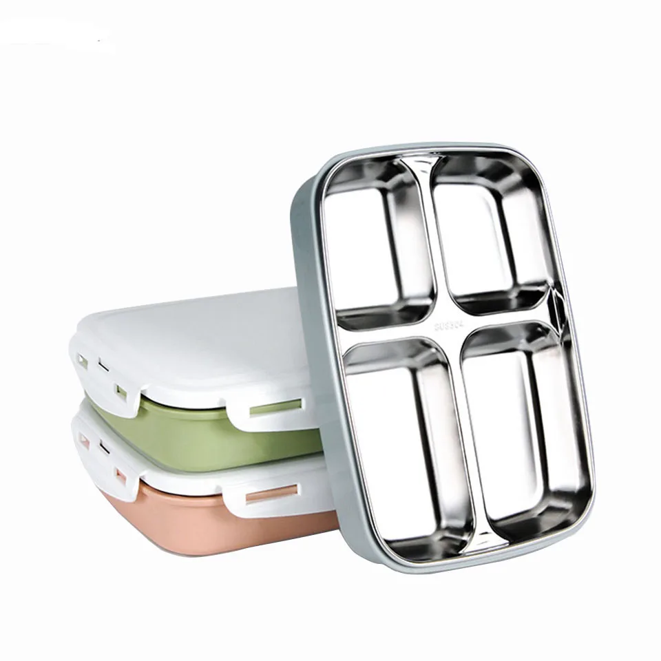 Портативные мини ланч боксы с 4 ячейками милые японские для обеда отделениями