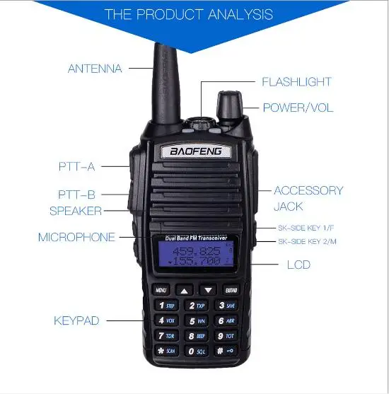 1 комплект UV82 портативный fm-приемопередатчик VHF UHF двухстороннее радио cb радиостанция рация Baofeng UV82