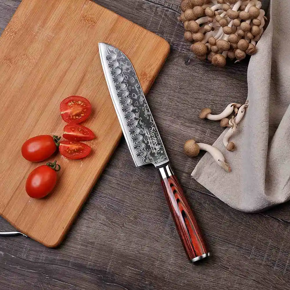 7 inch Santoku Knife SUNNECKO 73 слоя дамасской стали шеф-повара ножи японские кухонные ножи Pakka Деревянной Ручкой Утилита Santoku нарезки овощей резки ножи - Цвет: 7 inch Santoku Knife
