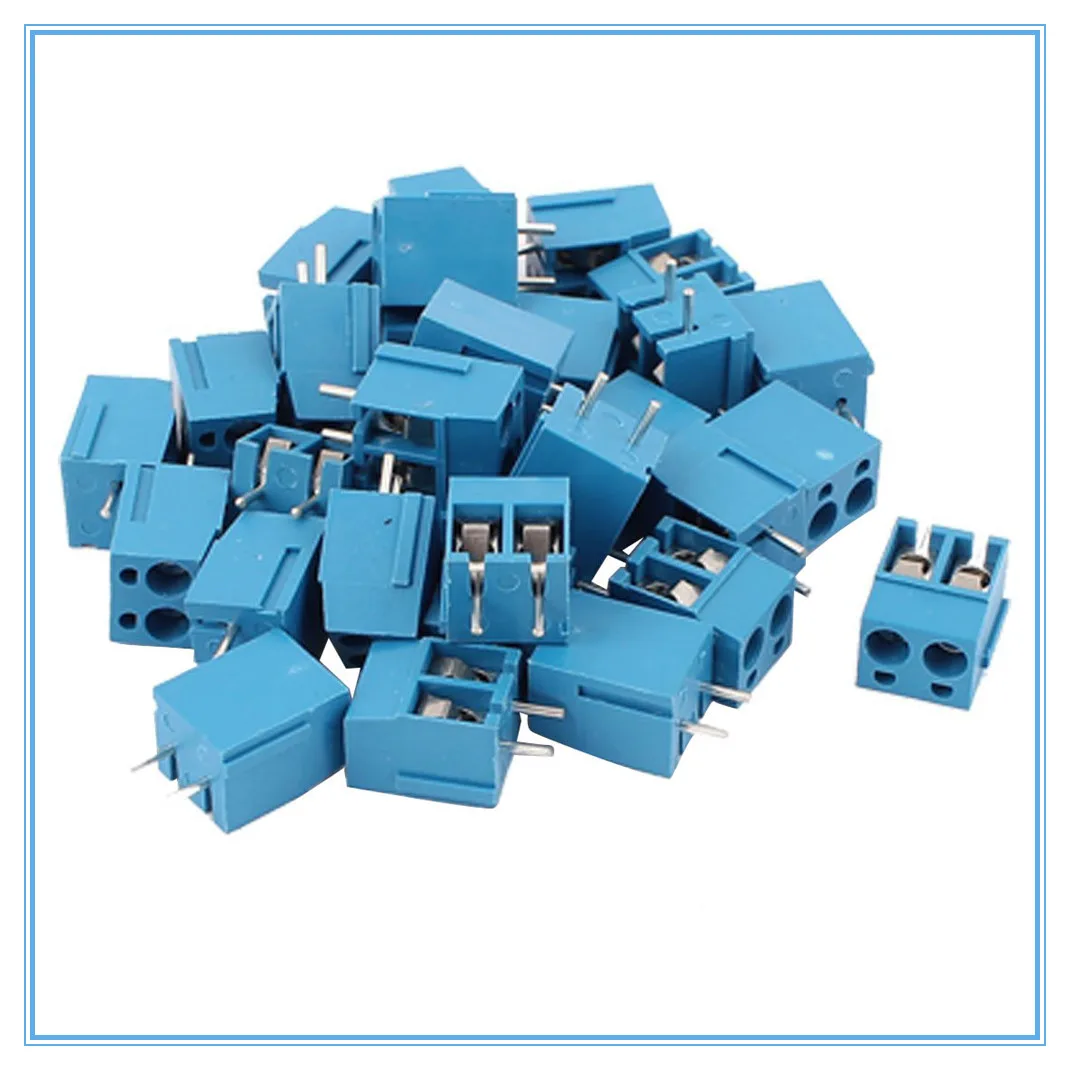 30Pcs 2 Way 2P PCB Mount Screw Terminal Block Connector 5.08mm Pitch Blue | Обустройство дома