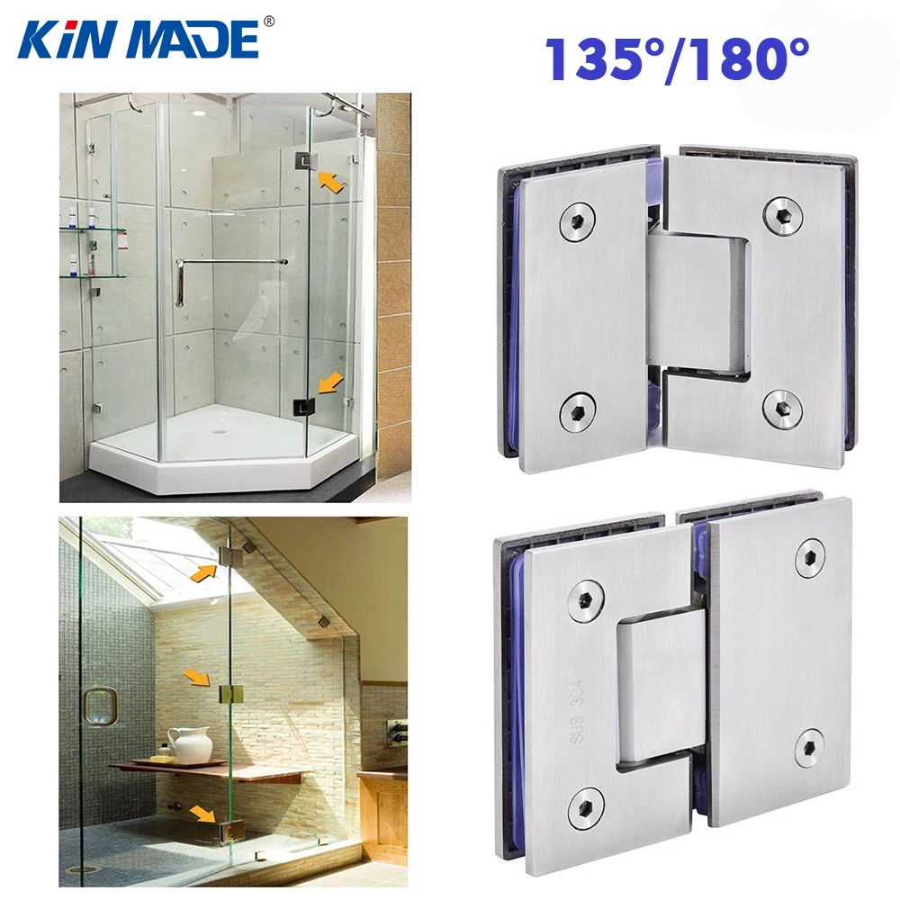Kinmade135/180 градусов нержавеющая сталь Безрамное Стекло для стеклянной душевой двери шарнирный кронштейн зажим для офиса и дома зеркальная полировка