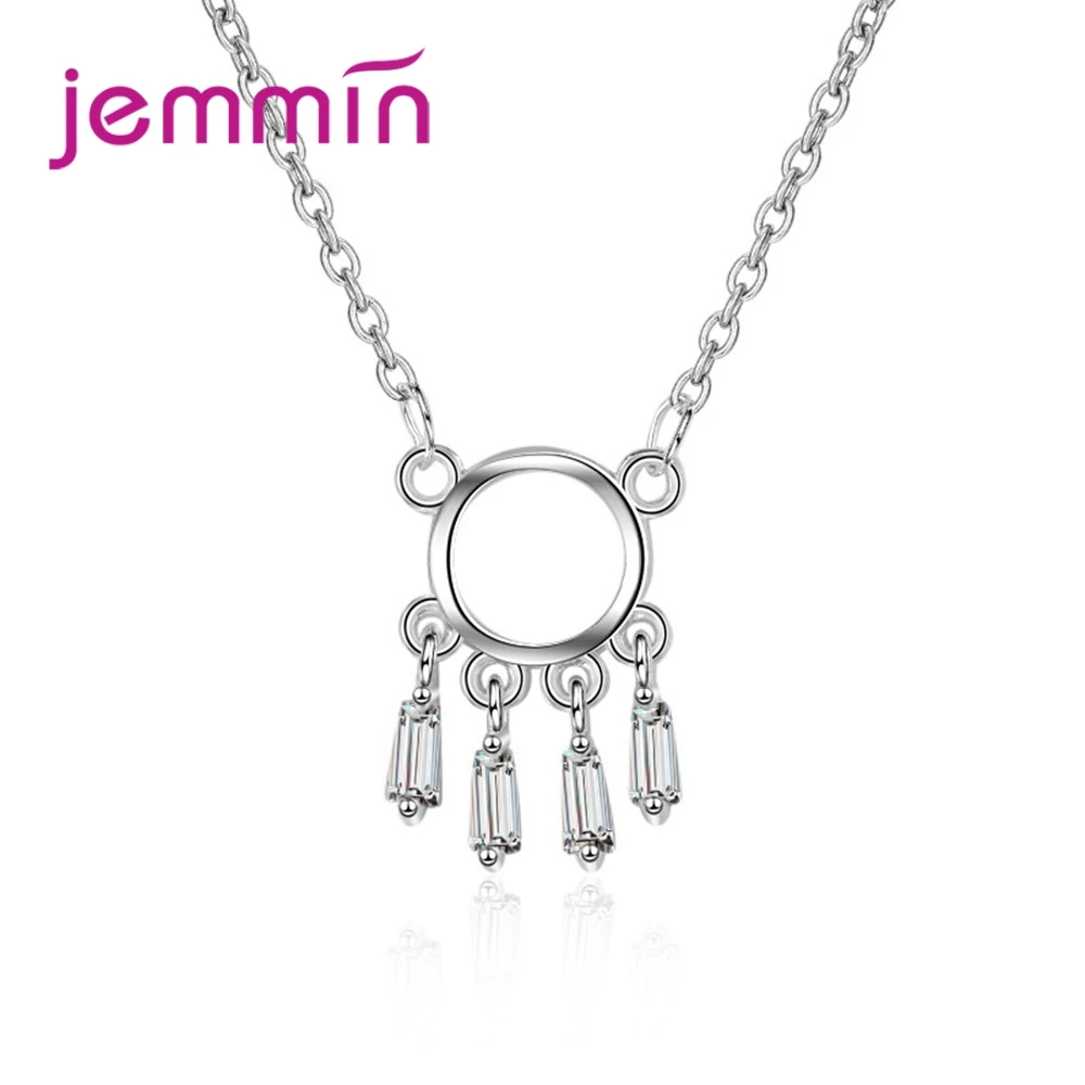 

Bohemia Style Tassel CZ Pendant Necklace 925 Sterling Silver Creative Beach Jewelry Accessory Holiday Essential Necklaces
