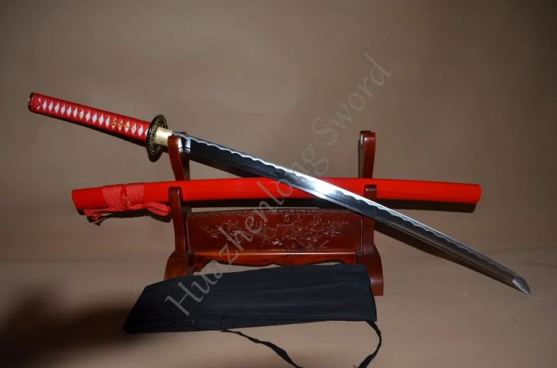 

1060 Carbon Steel Japanese Samurai KATANA Sword In Metal Craft Handforged red saya High Quality Custom Blade Full Tang Sharp