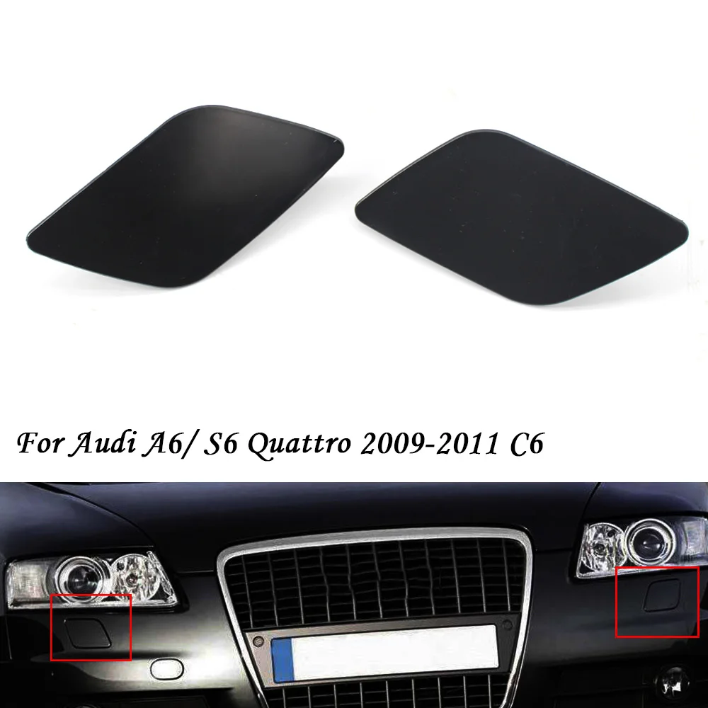 2 шт. передний бампер L R крышка омывателя фар черный цвет для Audi A6 C6 Quattro S6 2009 2010 2011