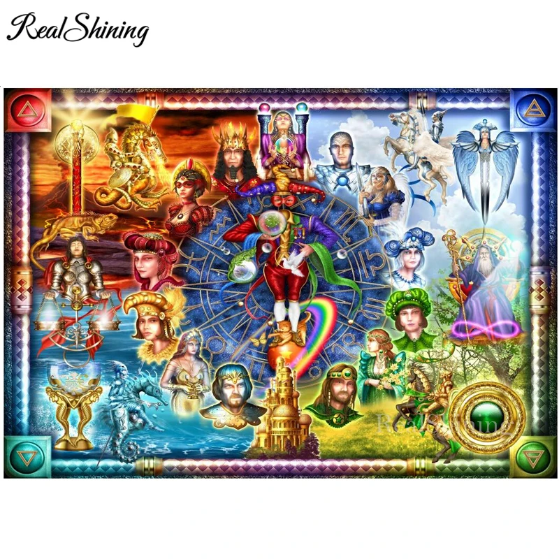 Алмазная живопись 5D с квадратными/круглыми стразами 12 созвездий|Алмазная