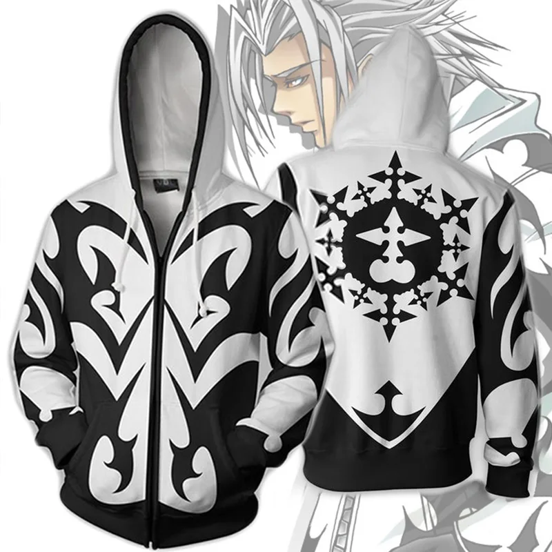 Аниме Kingdom Hearts Сора Косплэй толстовки костюм Для мужчин женщин толстовка Xemnas