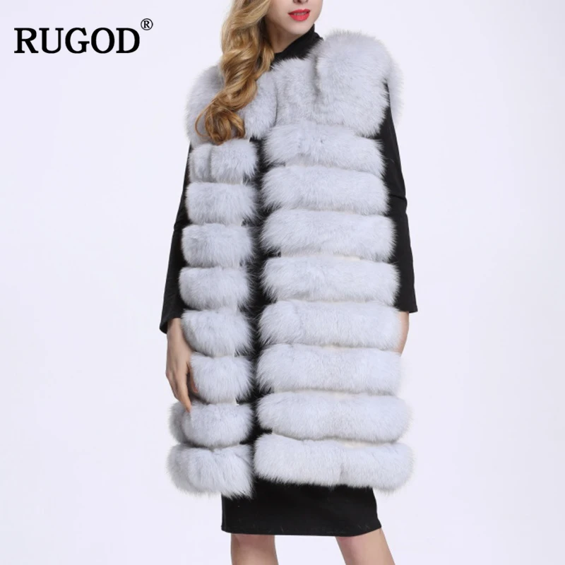 RUGOD 2018 зимнее женское плотное теплое меховое пальто без рукавов длинный