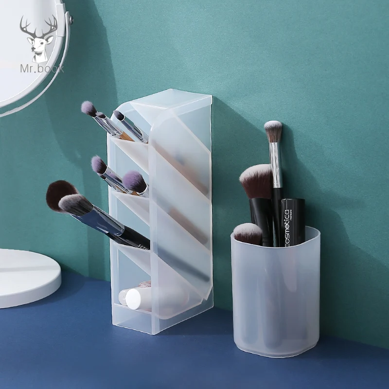 

Multi-function 4 Grids Pen Holder Plastic Desktop Storage Box Case Office Stationery Finishing Boxes Pencil Case Desk Organizer