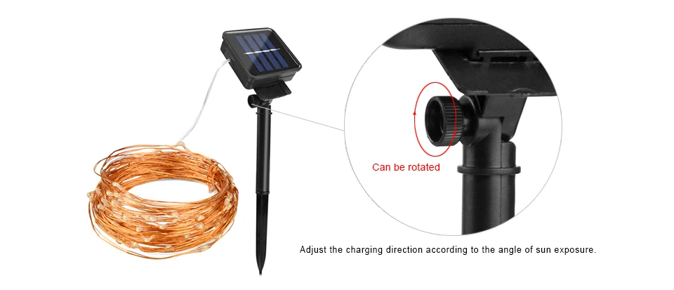 10M 20M Warm White Solar Power Lawn Lamp Outdoor Waterproof LED light String Garden Fence Holiday Wedding Fairy light Decoration