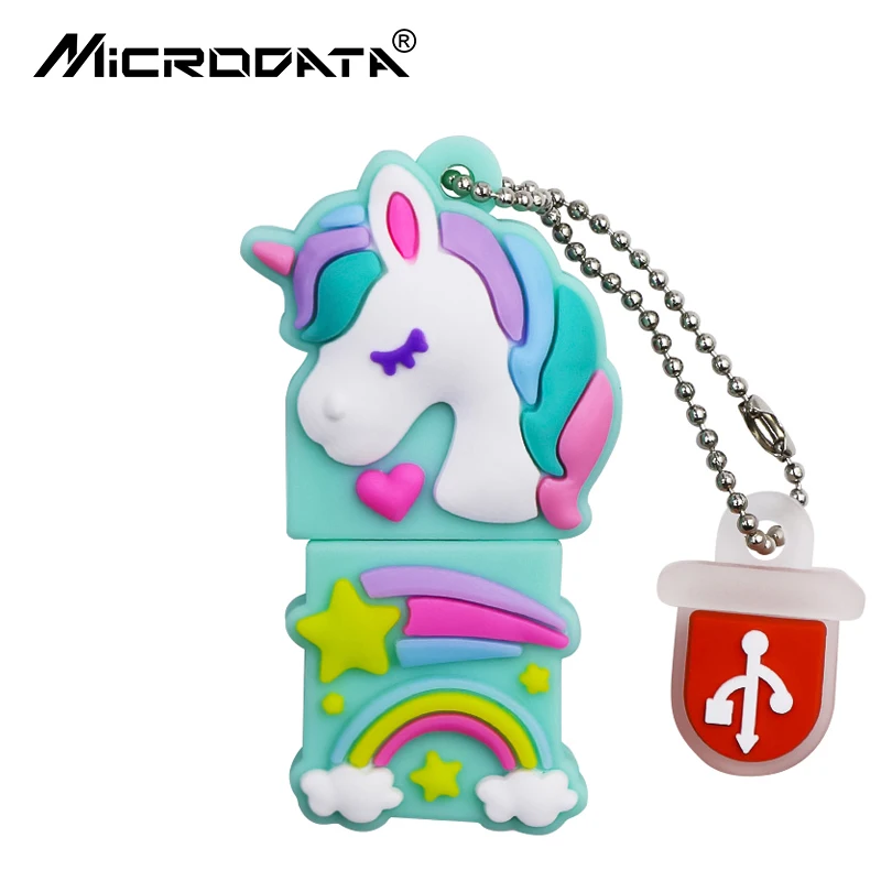 Rainbow-unicorn Милый креативный USB флеш-накопитель, флешка 8 ГБ, 16 ГБ, 32 ГБ, карта памяти, 64 ГБ, 128 ГБ, флешка, usb 2,0, ключ, подарок, u диск - Цвет: Rainbow-unicorn