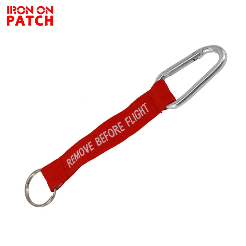 

Remove Before Flight Key Chain Llaveros Hombre Red Keychain Woven Letter Keyring Aviation Tags OEM Key Chains Safety Tag fabric