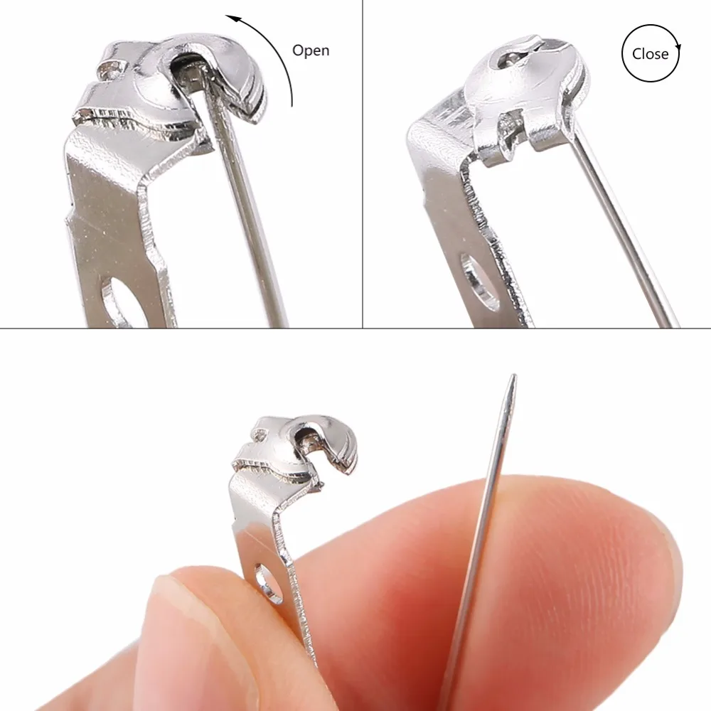 Шт./упак. 100 Серебряный тон брошь шпильки назад безопасности застежка бутоньерка