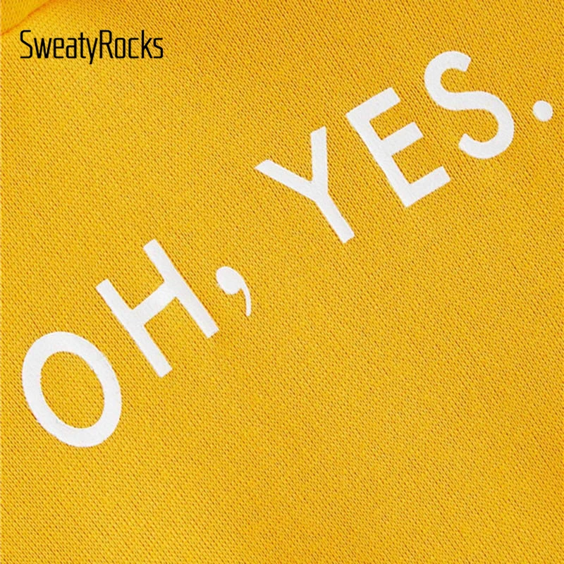 Толстовка с капюшоном и рукавом реглан с буквенным принтом SweatyRocks, уличная одежда, повседневные желтые Топы, Весенняя модная одежда, женские толстовки с капюшоном
